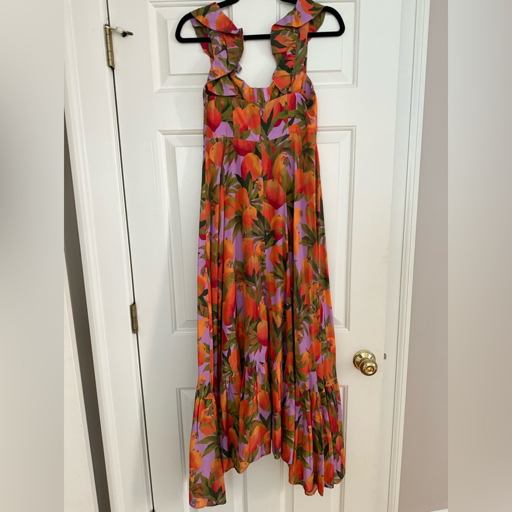FARM Rio Orange and Pink Floral Midi Dress - Picture 3 of 5